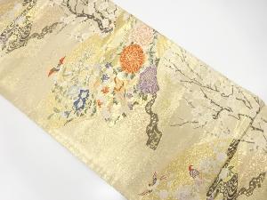 地紙に桜・花鳥模様織出し袋帯